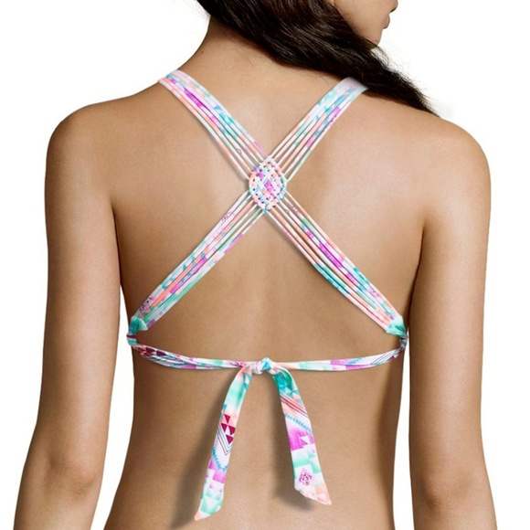 Arizona Geo Linear Bra Swimsuit Top-Junior - Picture 2 of 3